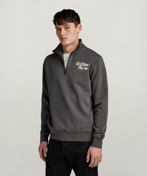 G-STAR（ジースター）の「Painted Garment Dyed Graphic Skipper/ヴィンテージライクガーメントダイハーフジップスタンドカラースウェット（スウェット・メンズ・グレー系その他/ブラック系その他・MEDIUM/SMALL/X-LARGE/LARGE）」の3枚目の写真