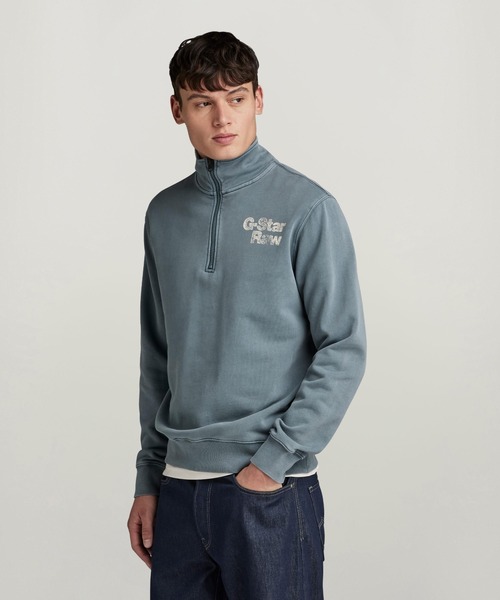 G-STAR（ジースター）の「Painted Garment Dyed Graphic Skipper/ヴィンテージライクガーメントダイハーフジップスタンドカラースウェット（スウェット・メンズ・グレー系その他/ブラック系その他・MEDIUM/SMALL/X-LARGE/LARGE）」の9枚目の写真