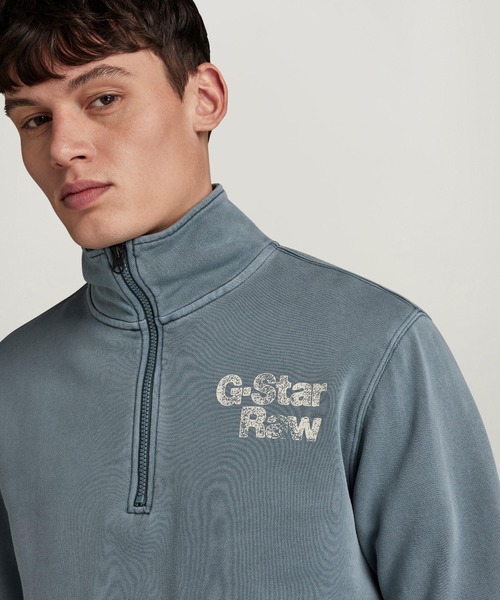 G-STAR（ジースター）の「Painted Garment Dyed Graphic Skipper/ヴィンテージライクガーメントダイハーフジップスタンドカラースウェット（スウェット・メンズ・グレー系その他/ブラック系その他・MEDIUM/SMALL/X-LARGE/LARGE）」の10枚目の写真