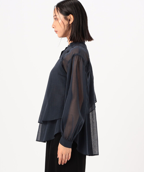 Gabardine K.T(ギャバジンケーティー)の「〔 +サイズ 〕 【ツインセット】コットン和紙シアー平織り シアージレ×ブラウス(シャツ/ブラウス・レディース・オフホワイト/ライトグレー・13号)」の16枚目の写真