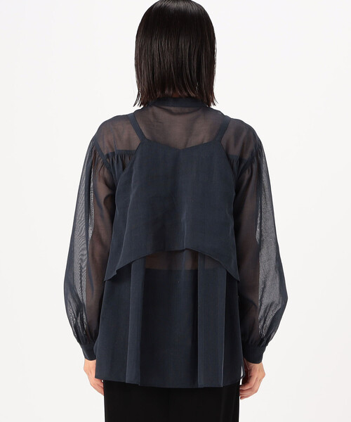 Gabardine K.T(ギャバジンケーティー)の「〔 +サイズ 〕 【ツインセット】コットン和紙シアー平織り シアージレ×ブラウス(シャツ/ブラウス・レディース・オフホワイト/ライトグレー・13号)」の17枚目の写真