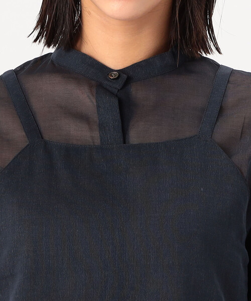 Gabardine K.T(ギャバジンケーティー)の「〔 +サイズ 〕 【ツインセット】コットン和紙シアー平織り シアージレ×ブラウス(シャツ/ブラウス・レディース・オフホワイト/ライトグレー・13号)」の18枚目の写真
