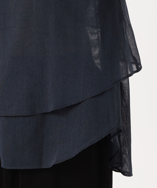 Gabardine K.T(ギャバジンケーティー)の「〔 +サイズ 〕 【ツインセット】コットン和紙シアー平織り シアージレ×ブラウス(シャツ/ブラウス・レディース・オフホワイト/ライトグレー・13号)」の20枚目の写真
