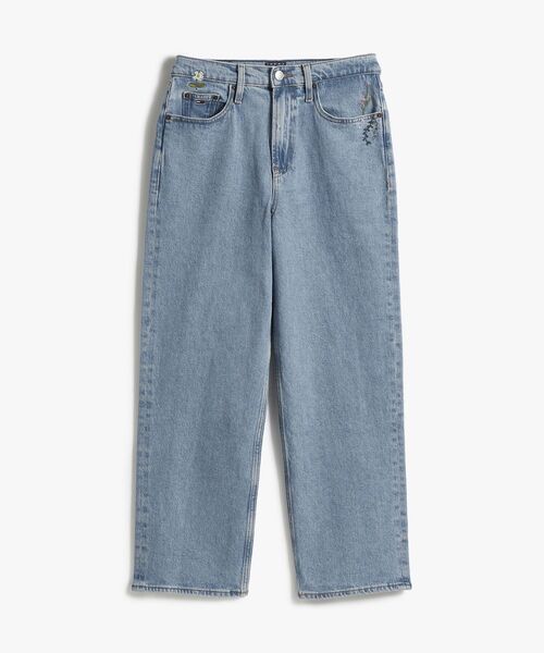 ハイライズスリムストレートエンブロイダリージーンズ（デニムパンツ