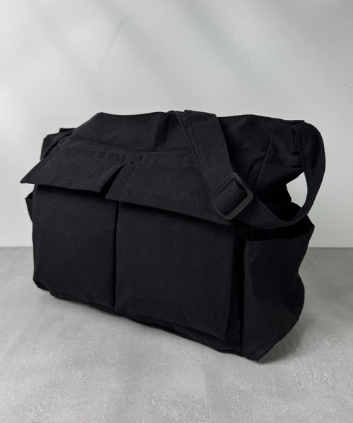 セール】11D67-MZ マルチポケット キャンバス ショルダーバッグ