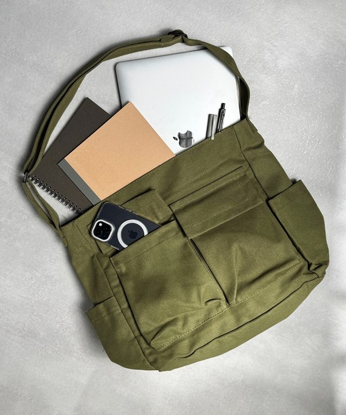 CALIFORNIA OUTFITTERS(カリフォルニア アウトフィッターズ)の「11D67-MZ マルチポケット キャンバス ショルダーバッグ(ショルダーバッグ・メンズ・オリーブ/ブラック/ホワイト・ONESIZE)」の22枚目の写真