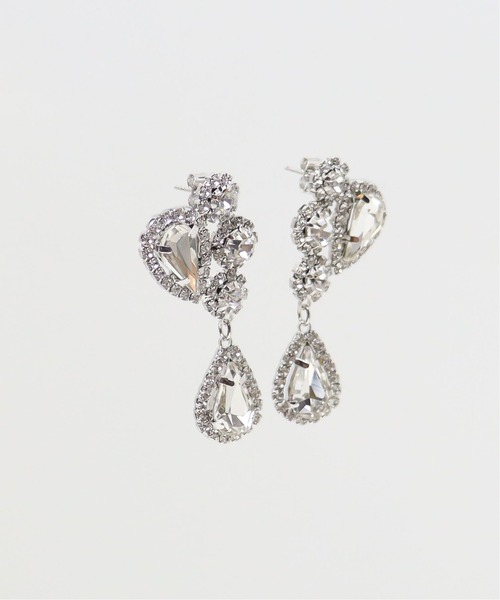 KU-CROISSANT（クークロワッサン）の「ドロップビジューピアス（ピアス（両耳用）・レディース・ブラック/ホワイト・ONE SIZE）」の4枚目の写真