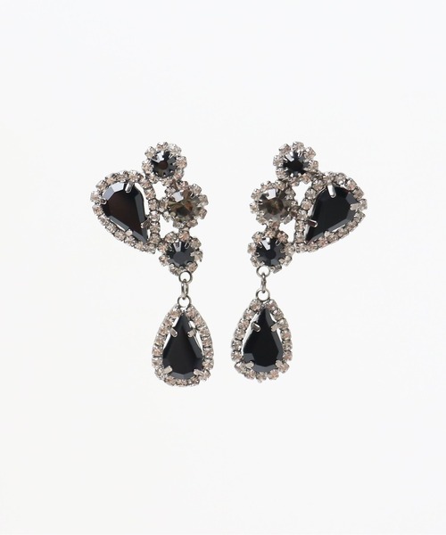 KU-CROISSANT（クークロワッサン）の「ドロップビジューピアス（ピアス（両耳用）・レディース・ブラック/ホワイト・ONE SIZE）」の3枚目の写真