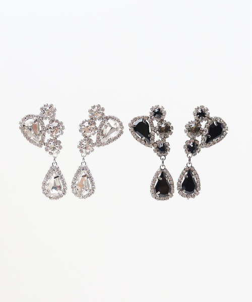 KU-CROISSANT（クークロワッサン）の「ドロップビジューピアス（ピアス（両耳用）・レディース・ブラック/ホワイト・ONE SIZE）」の5枚目の写真