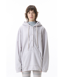 PAHISUM（パヒサム）の「オーバーサイズボタンフリースフードパーカー_ラベンダークリーム（パーカー）」