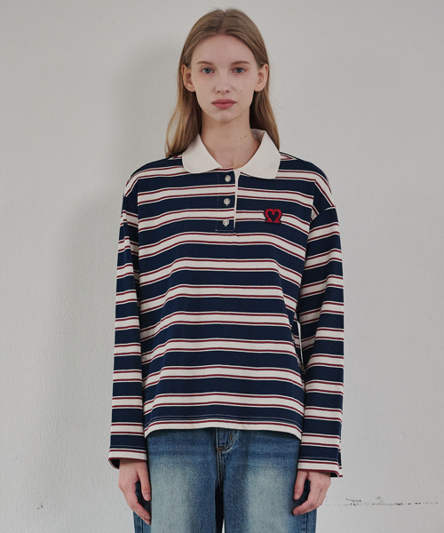 MALOUPE(マロップ)の「5108 ストライプカラーTシャツ(ネイビー)(Tシャツ/カットソー・レディース・ネイビー・FREE)」の2枚目の写真