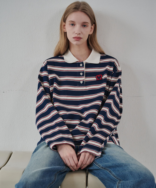 MALOUPE(マロップ)の「5108 ストライプカラーTシャツ(ネイビー)(Tシャツ/カットソー・レディース・ネイビー・FREE)」の6枚目の写真