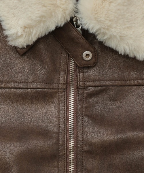 3.3 Field Trip （3.3フィールドトリップ）の「3.3 Field Trip／3wayフェイクレザーファー襟ショートジャケット（ブルゾン・レディース・ブラウン/ブラック・FREE）」の14枚目の写真