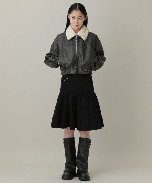 3.3 Field Trip （3.3フィールドトリップ）の「3.3 Field Trip／3wayフェイクレザーファー襟ショートジャケット（ブルゾン・レディース・ブラウン/ブラック・FREE）」の3枚目の写真