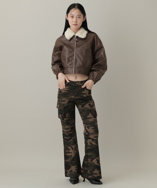 3.3 Field Trip （3.3フィールドトリップ）の「3.3 Field Trip／3wayフェイクレザーファー襟ショートジャケット（ブルゾン・レディース・ブラウン/ブラック・FREE）」の7枚目の写真