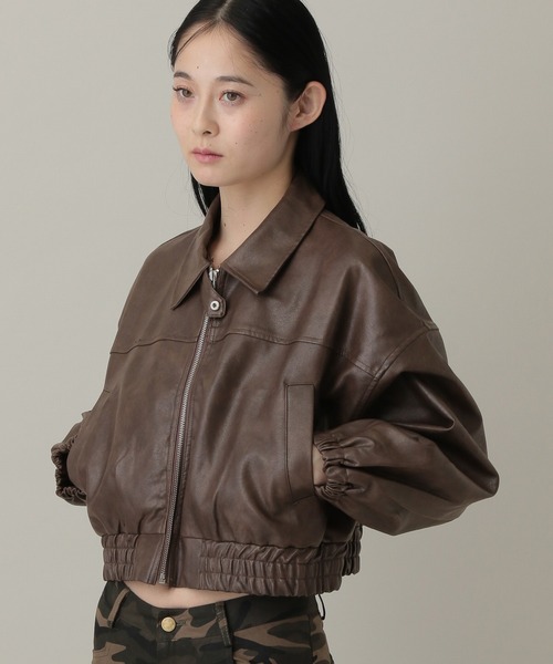 3.3 Field Trip （3.3フィールドトリップ）の「3.3 Field Trip／3wayフェイクレザーファー襟ショートジャケット（ブルゾン・レディース・ブラウン/ブラック・FREE）」の12枚目の写真