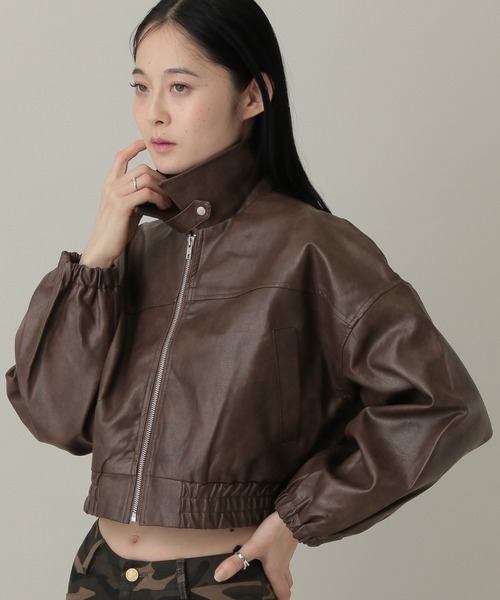 3.3 Field Trip （3.3フィールドトリップ）の「3.3 Field Trip／3wayフェイクレザーファー襟ショートジャケット（ブルゾン・レディース・ブラウン/ブラック・FREE）」の13枚目の写真