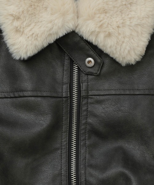 3.3 Field Trip （3.3フィールドトリップ）の「3.3 Field Trip／3wayフェイクレザーファー襟ショートジャケット（ブルゾン・レディース・ブラウン/ブラック・FREE）」の15枚目の写真