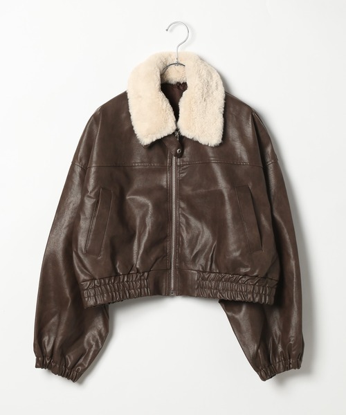 3.3 Field Trip （3.3フィールドトリップ）の「3.3 Field Trip／3wayフェイクレザーファー襟ショートジャケット（ブルゾン・レディース・ブラウン/ブラック・FREE）」の17枚目の写真