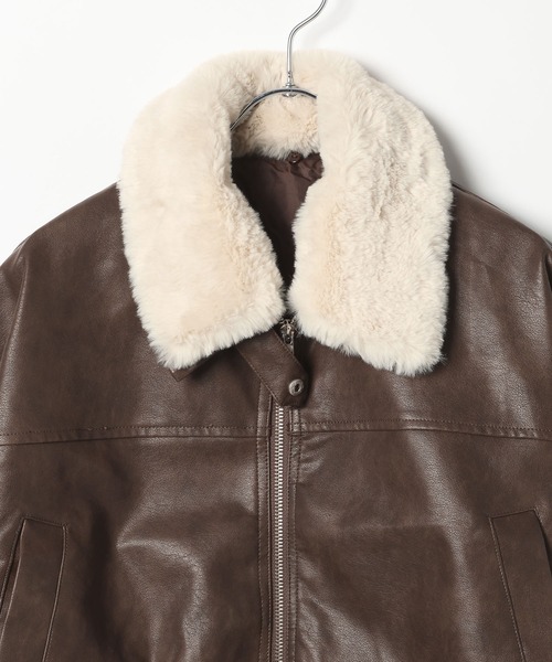 3.3 Field Trip （3.3フィールドトリップ）の「3.3 Field Trip／3wayフェイクレザーファー襟ショートジャケット（ブルゾン・レディース・ブラウン/ブラック・FREE）」の19枚目の写真