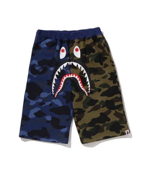 A BATHING APE（アベイシングエイプ）の「SPLIT CAMO SHARK SWEAT SHORTS（スウェットパンツ・キッズ・パープル系その他3/ブルー系その他・150）」の2枚目の写真
