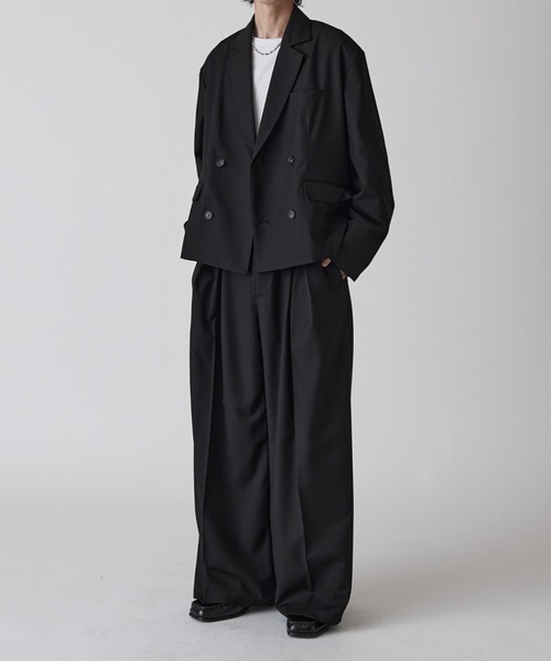 Neucon】CROSS TUCK CENTER PRESS WIDE SLACKS / クロスタックセンター