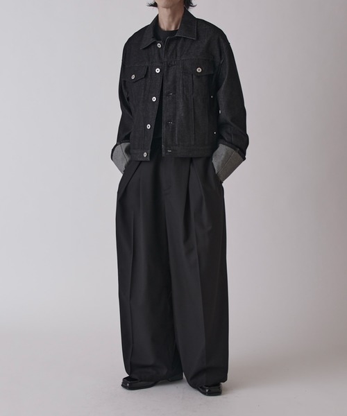 Neucon】CROSS TUCK CENTER PRESS WIDE SLACKS / クロスタックセンター