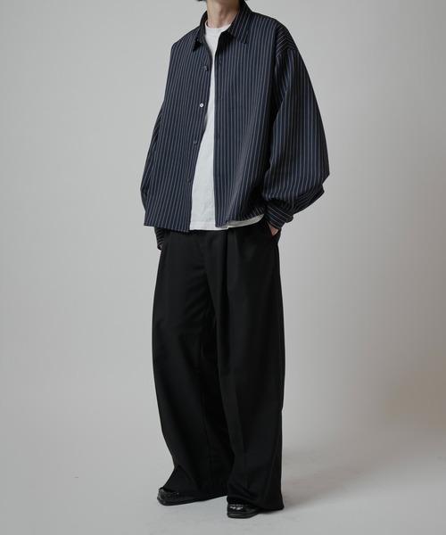 Neucon】CROSS TUCK CENTER PRESS WIDE SLACKS / クロスタックセンター
