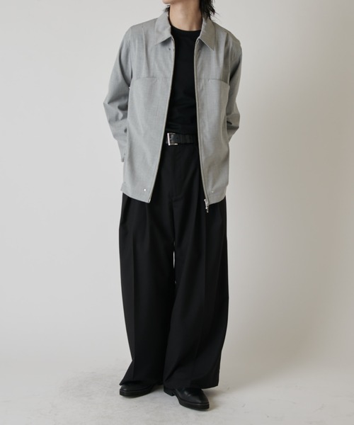 Neucon】CROSS TUCK CENTER PRESS WIDE SLACKS / クロスタックセンター