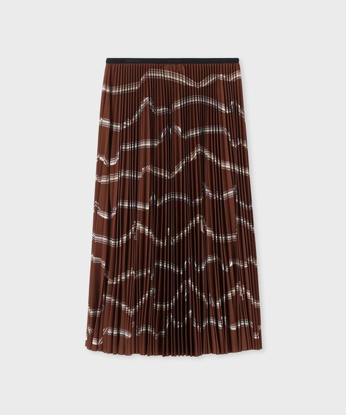 Paul Smith(ポールスミス)の「ウィメンズ "Signature Stripe" リボン プリーツスカート / 165103 014SBL(スカート・レディース・マルーン・MEDIUM)」の1枚目の写真