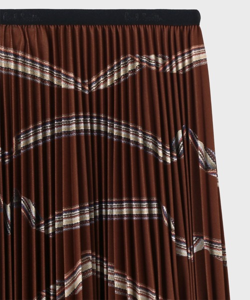 Paul Smith(ポールスミス)の「ウィメンズ "Signature Stripe" リボン プリーツスカート / 165103 014SBL(スカート・レディース・マルーン・MEDIUM)」の3枚目の写真