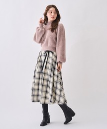 SWINGLE | リボンベルト付きチェックフレアスカート(スカート)
