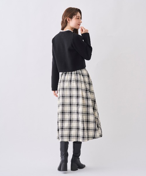 SWINGLE（スウィングル）の「リボンベルト付きチェックフレアスカート（スカート・レディース・ホワイト系その他6/ブラック系その他5・SMALL/MEDIUM）」の6枚目の写真