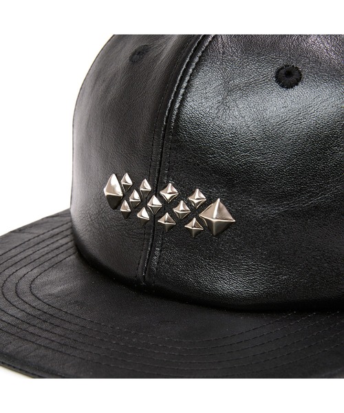CALEE（キャリー）の「STUDS LEATHER SOLID CAP（キャップ・メンズ・ブラック・FREE）」の4枚目の写真