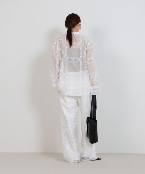 select MOCA（セレクトモカ）の「パッチワークエンブロイダリーシャツジャケット【セットアップ可】（シャツ/ブラウス・レディース・ホワイト/ブラック・FREE）」の10枚目の写真