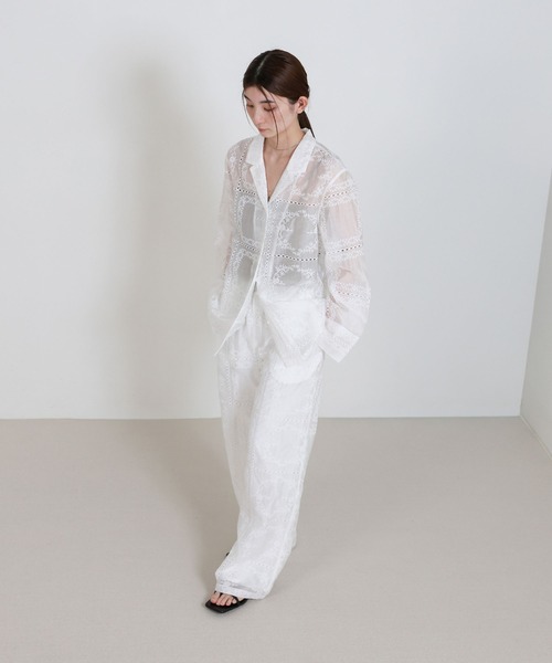 select MOCA（セレクトモカ）の「パッチワークエンブロイダリーシャツジャケット【セットアップ可】（シャツ/ブラウス・レディース・ホワイト/ブラック・FREE）」の11枚目の写真