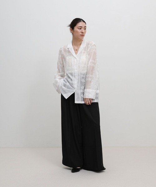 select MOCA（セレクトモカ）の「パッチワークエンブロイダリーシャツジャケット【セットアップ可】（シャツ/ブラウス・レディース・ホワイト/ブラック・FREE）」の14枚目の写真