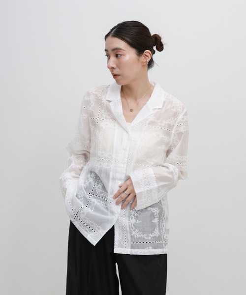 select MOCA（セレクトモカ）の「パッチワークエンブロイダリーシャツジャケット【セットアップ可】（シャツ/ブラウス・レディース・ホワイト/ブラック・FREE）」の13枚目の写真