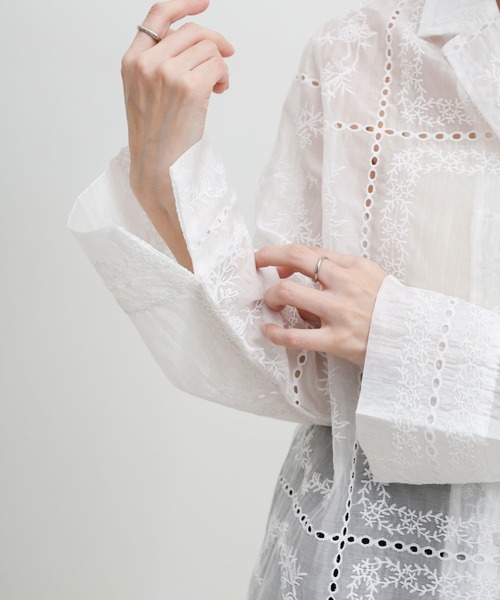 select MOCA（セレクトモカ）の「パッチワークエンブロイダリーシャツジャケット【セットアップ可】（シャツ/ブラウス・レディース・ホワイト/ブラック・FREE）」の17枚目の写真