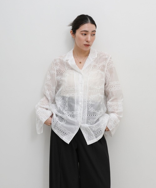 select MOCA（セレクトモカ）の「パッチワークエンブロイダリーシャツジャケット【セットアップ可】（シャツ/ブラウス・レディース・ホワイト/ブラック・FREE）」の15枚目の写真