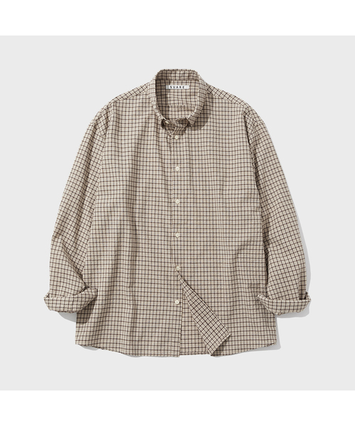 SUARE(スアレ)の「ダンブチェックシャツ - 5カラー(シャツ/ブラウス・レディース・アッシュブラウン/ベージュ/クリアブラウン/ネイビー/サファリグリーン・LARGE/MEDIUM/X-LARGE)」の1枚目の写真