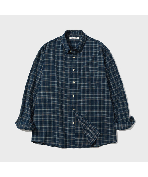 SUARE(スアレ)の「ダンブチェックシャツ - 5カラー(シャツ/ブラウス・レディース・アッシュブラウン/ベージュ/クリアブラウン/ネイビー/サファリグリーン・LARGE/MEDIUM/X-LARGE)」の5枚目の写真