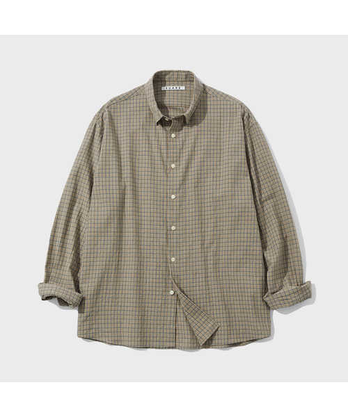 SUARE(スアレ)の「ダンブチェックシャツ - 5カラー(シャツ/ブラウス・レディース・アッシュブラウン/ベージュ/クリアブラウン/ネイビー/サファリグリーン・LARGE/MEDIUM/X-LARGE)」の3枚目の写真