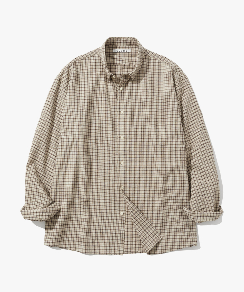 SUARE(スアレ)の「ダンブチェックシャツ - 5カラー(シャツ/ブラウス・レディース・アッシュブラウン/ベージュ/クリアブラウン/ネイビー/サファリグリーン・LARGE/MEDIUM/X-LARGE)」の13枚目の写真