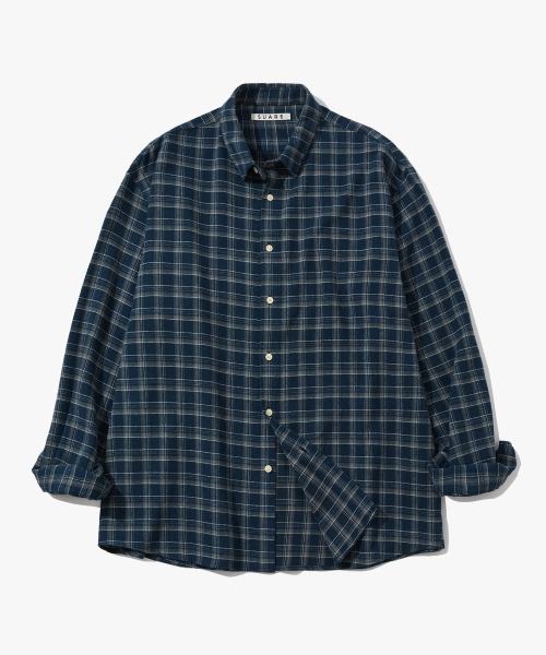 SUARE(スアレ)の「ダンブチェックシャツ - 5カラー(シャツ/ブラウス・レディース・アッシュブラウン/ベージュ/クリアブラウン/ネイビー/サファリグリーン・LARGE/MEDIUM/X-LARGE)」の14枚目の写真