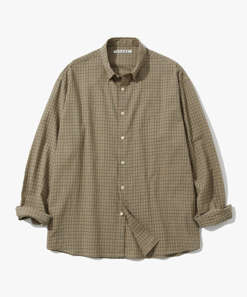 SUARE(スアレ)の「ダンブチェックシャツ - 5カラー(シャツ/ブラウス・レディース・アッシュブラウン/ベージュ/クリアブラウン/ネイビー/サファリグリーン・LARGE/MEDIUM/X-LARGE)」の15枚目の写真
