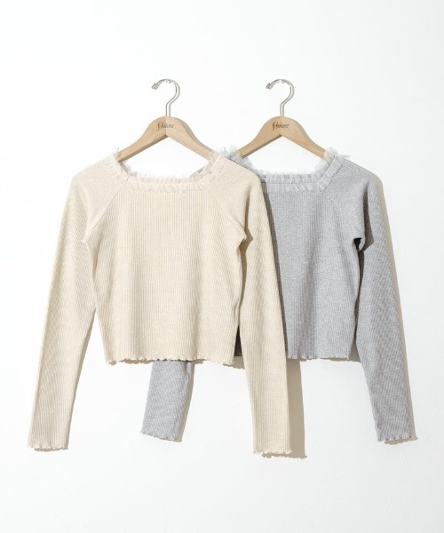 flower(フラワー)の「スウィートチュールトップ2(Tシャツ/カットソー・レディース・アイボリー/グレー・FREE)」の3枚目の写真