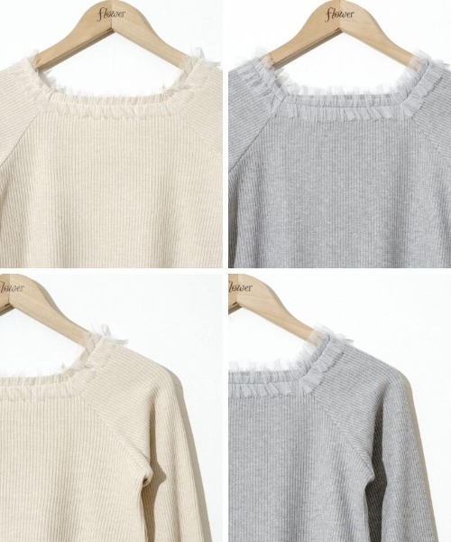 flower(フラワー)の「スウィートチュールトップ2(Tシャツ/カットソー・レディース・アイボリー/グレー・FREE)」の6枚目の写真