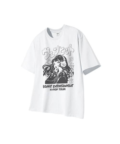 VENHIT(ベンヒット)の「WORLD TOUR クールコットン半袖(Tシャツ/カットソー・レディース・ホワイト/カーキ/バーガンディー/ブラック・LARGE/SMALL/X-LARGE/MEDIUM)」の1枚目の写真