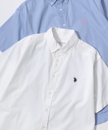 U.S. POLO ASSN./ユーエスポロアッスン Broad Denim Shirt/レギュラーフィット ブロード デニム 無地 ストライプ チェック ロゴ ワンポイント刺繍 ボタンダウンシャツ/半袖シャツ/レディース メンズ